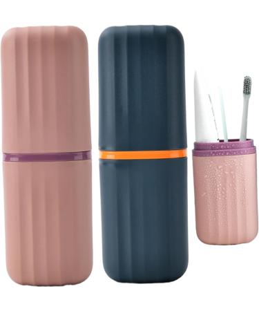 Travel Toothbrush Holder Set - 2pcs Plastic Toothbrush Cups for Camping School & Business Travel - Buy Online on GoSupps.com