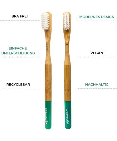 Bambuna Bamboo Toothbrush Set - 4 Medium Soft Plastic-Free Eco-Friendly - Made in Germany - Buy Online on GoSupps.com