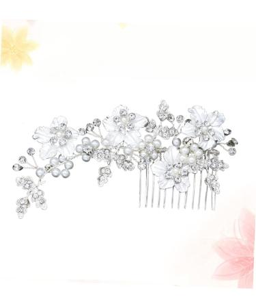 Angoily Tiara Wedding Hair Comb Wedding Headpiece Flower Leaf Hair Comb Pearl Diamond Hair Comb Bridal Headdress Bridal Hair Comb Mosaic Alloy Bride - Buy Online on GoSupps.com