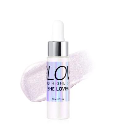 KISSIO Liquid Highlighter Versatile Illuminator Face and Body luminizer Blend with Foundation and Makeup Glow Liquid highlighter Cruelty Free 0.5 fl.oz.(01Cearl white)
