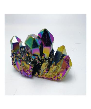 Natural Quartz Cluster Crystal Specimen Electroplating Aura Rainbow Crystal Cluster Reiki Reiki Stone Gift yuebang Reiki Crystal Stone (Size : 50g)