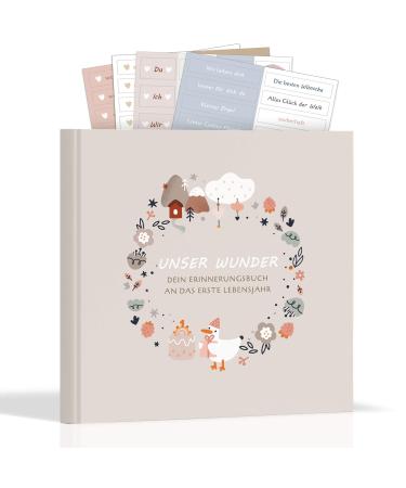 Baby album "Our miracle" |Baby photo album for self -design including stickers gift for girls and young baby diary from 0 months souvenir book baby book to enter