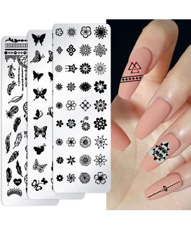 Nail Art Stamping Plates Set - Cat Easter & Flower Designs | Silicone Manicure Stamper & Scraper | Perfect Gift for Women - Style 7 - Buy Online on GoSupps.com