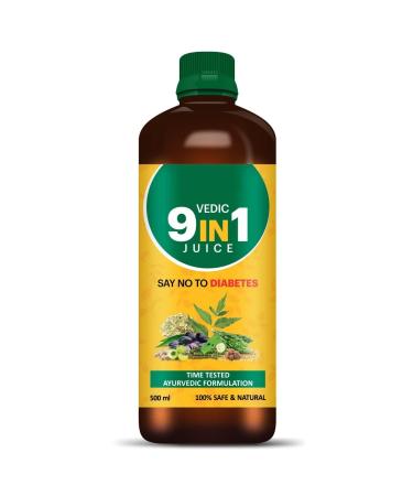 NN Vedic 9 in 1 Sugar Control Juice Sugar Level Balance Type 1 & 2 Glucose Regulator Insulin Management Neem Jamun Gudmar Diabetes Care Juice - 500ml