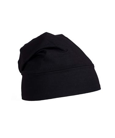 Satin Silk Lined Sleep Cap for Frizzy Hair Women (black)