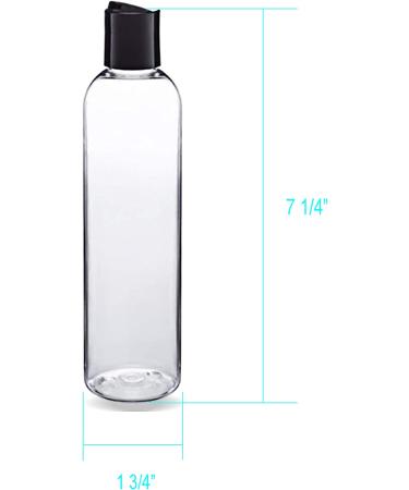 8oz Clear Plastic Bottles with Black Disc Top Caps - Pack of 6 | BPA Free, Refillable Containers for Shampoo, Lotions, & Cream - Made in USA - Buy Online on GoSupps.com