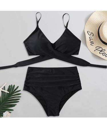 Sexy Print Bikini Set - Women's Swimwear Bathing Suit with Shorts Bottoms - Black, Small - Buy Online on GoSupps.com