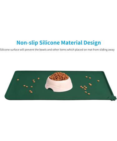 Audwud Silicone Waterproof Pet Feeding Mat - Anti-Slip Dog & Cat Bowl Mat | 71x46 cm | Hunter Green - Perfect for International Shipping - Buy Online on GoSupps.com