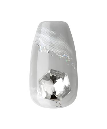 KISS imPRESS Press-On Manicure Premium Collection Fake Nails - Legacy Gray V-Cut Stone Medium & Ballerina/Coffin Shape - 30 Count - Buy Online on GoSupps.com