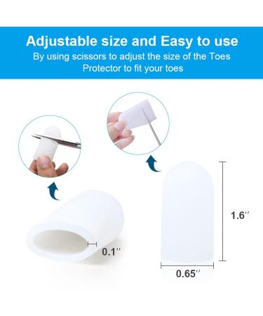 Toe Cushion Hose - Angrek 10 Pairs Silicone Adjustable Toe Caps for Pain Relief & Protection from Ingrown Toenails & Friction - Buy Online on GoSupps.com