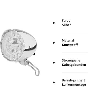 XLC Unisex Adult CL-D04 LED Dynamo Headlight - One Size Silver | International Shipping Available - Buy Online on GoSupps.com