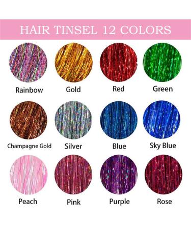 Sparkling Hair Tinsel Kit - 3200 Strands, 12 Colors | Heat Resistant Fairy Hair Glitter Extensions with Pliers Set (48 Inch) - Buy Online on GoSupps.com