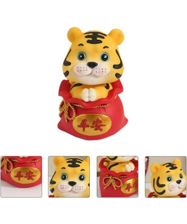 ORFOFE Kids Playset 1pc Year of The Tiger Bobble Head Ornament Red Lucky Bag Office Purse Resin Children Toys Red 6X6X9.5CM - Buy Online on GoSupps.com