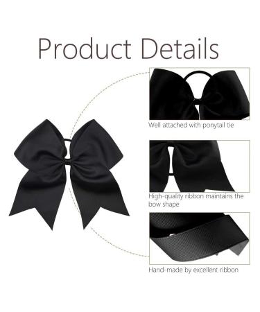 Oaoleer Boutique Teens Women 8 Jumbo Large Cheer Bow Ponytail Holder Elastic Band 21PCS Black Pack - Handmade for Cheerleading Teen Girls College Sports - Buy Online on GoSupps.com