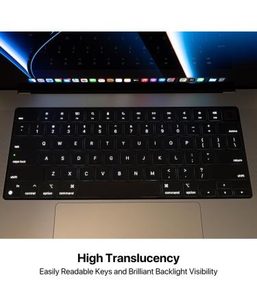 Afterplug MacBook Keyboard Cover (EU ISO Layout) + Mac OS Shortcuts Sticker Ultra Thin Keyboard Protector for M2 MacBook Air 13" 15" and M1 M2 M3 MacBook Pro 14" 16" Tinted - Buy Online on GoSupps.com