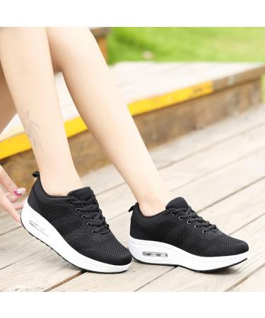 Sistke Women's Outdoor Sneakers - Lightweight Breathable Plateau Sports Shoes - Mesh Running & Street Shoes in Black (Size 36 EU) - Buy Online on GoSupps.com