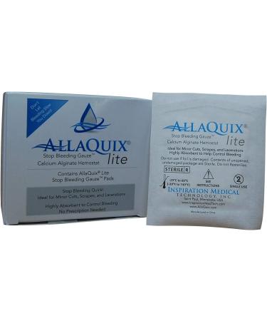 AllaQuix Lite Stop Bleeding Gauze - Large 2-inch Square Calcium Alginate Wound Dressing - Box of 20 | Hemostatic First Aid Bandage - Buy Online on GoSupps.com