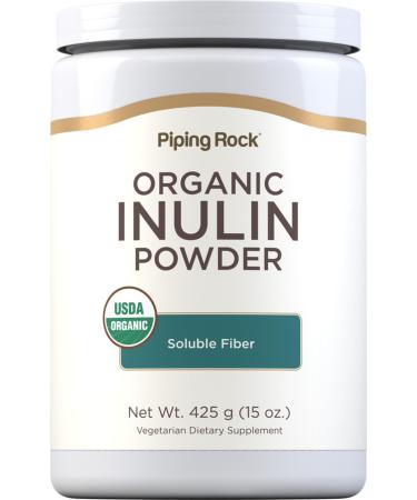Piping Rock Inulin Powder Organic | 15 oz | Soluble Fiber Supplement | FOS Powder | Vegetarian Non-GMO Gluten Free