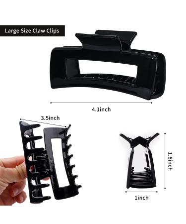 6 Pack Large Non-Slip Hair Claw Clips for Women - 4.1 Inch Rectangle & Square Acrylic Jumbo Clips for Thick Hair - Buy Online on GoSupps.com