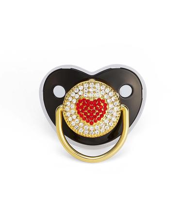 Baby young girl dummy nipple pacifier baby pacifier rose gold bling baby gold pacifier and clips newborn baby dummy pacifier with rhinestone black unit size