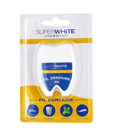 Superwhite dental floss mint waxed 50m in practical dispenser box