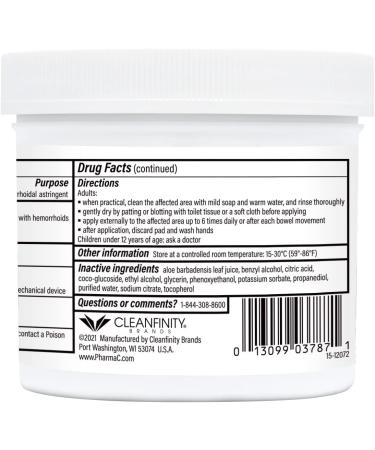 Pharma-C Medicated Hemorrhoidal Pads with Witch Hazel - 100 Pads Jar - Buy Online on GoSupps.com