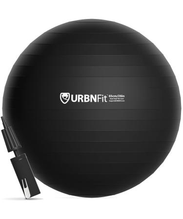 URBNFit Exercise Ball - Yoga Ball for Workout Pregnancy Stability - AntiBurst Swiss Balance Ball w/ Pump - Fitness Ball Chair for Office, Home Gym Black 26IN