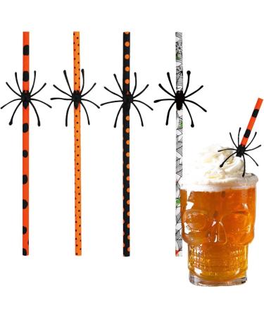 Halloween Straws - Decorative Drinking Paper Straws with Spider Design Halloween Decorative Drinking Straws Halloween Supplies for Kids Pochy 10 Spiders - Buy Online on GoSupps.com