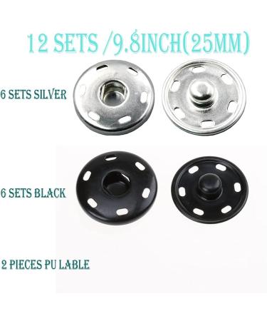 JOSDIOX Large Snap Fastener Buttons 12 Sets - Silver/Black - for Sewing Clothing - 25mm Size - Buy Online on GoSupps.com