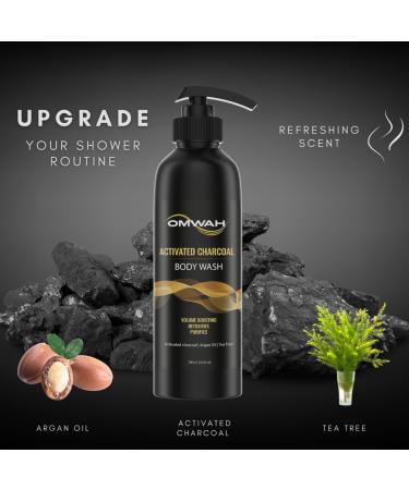 OMWAH Body Wash with Activated Charcoal Argan Oil & Tea Tree - 23.66 oz | Nourishing & Detoxifying Cleanser for All Skin Types - Buy Internationally - Buy Online on GoSupps.com