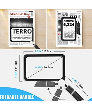 Tovmekdjn Full-Page 5X Magnifying Glass Rectangular Handhold Magnifier for Reading with 48 LED Lights - Buy Online on GoSupps.com
