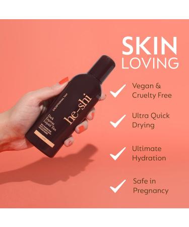 He-Shi Self Tan Express Instant Fake Tan Liquid Dark Natural Liquid Tan Lotion - Quick Dry Formula with No False Tan Smell - Vegan & Cruelty Free - Dark Bronzing Glow (150ml) - Buy Online on GoSupps.com