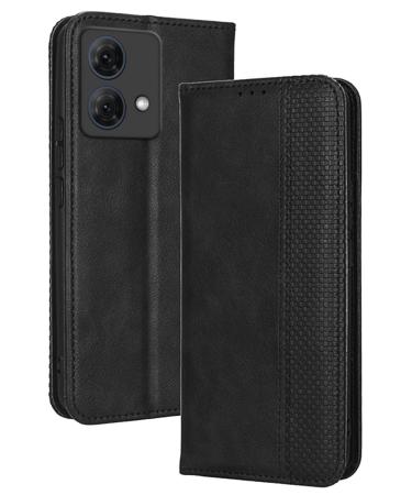RankOne Flip Leather Case Cover for Motorola Moto G84 (6.5" Inches) Black Motorola Moto G84 Black