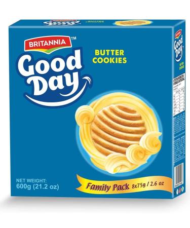 BRITANNIA Good Day Butter Cookies Family Pack 21.2oz (600g) - Breakfast & Tea Time Snacks - Delicious Grocery Cookies - Halal and Suitable for Vegetarians (Pack of 1) Butter Cookies 600g 1.32 Pound (Pack of 1)