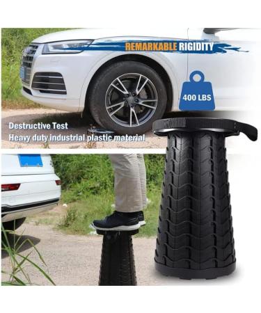 Telescoping Camping Stool | Collapsible & Adjustable | Portable Foldable Stool for Camping, Gym, Hiking | Max Load 400 LBs | Black - Buy Online on GoSupps.com