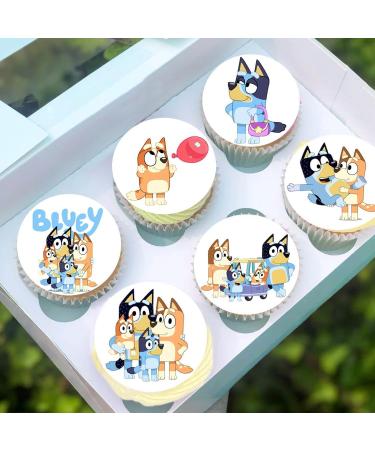 24 x Pre-Cut Bluey 3 Edible Stand up Wafer Paper Cupcake Toppers Cake Decorations Birthday Party Blue Dog - Buy Online on GoSupps.com