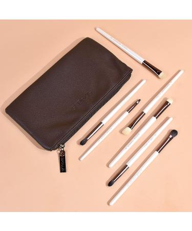SIXPLUS 7Pcs Pearly White Eyeshadow Brush Set - Professional Eye Brushes with Portable Bag for Flawless Makeup | International Shipping Available - Buy Online on GoSupps.com