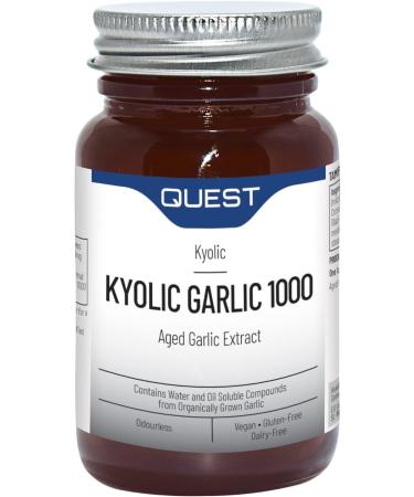 Quest Kyolic Garlic 45 Tablets - 1000mg High Strength Odourless Aged Garlic Extract For Heart Liver & Immune Function. Daily Garlic Supplement Improve Circulation Liver Detox & Immunity (Pack of 1)
