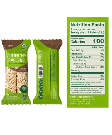 Organic Brown Rice Snacks - Crunchy Rollers - 32 Pieces - Friendly Grains - Buy Online on GoSupps.com