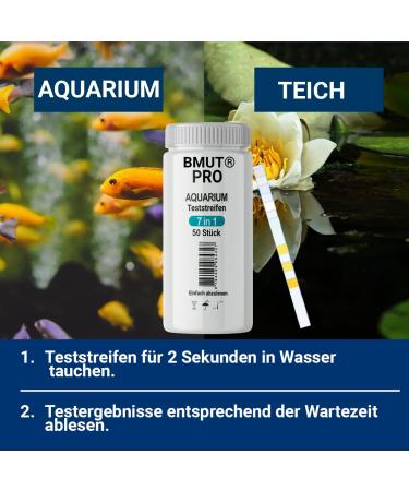BMUT 100x 7-in-1 Aquarium Test Strips | Water Quality Tests for Pond & Fish - 2x50 Pack - Buy Online on GoSupps.com