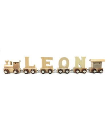 Lettership called Lok + Leon + Endwaggon |Ebyreo Name of wood |Personalizable |Gift for birth |Baptism gift |Gift for school enrollment (Leon)