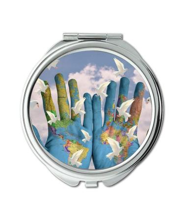 Mirror earth makeup mirror World Harmony Continents Earth Hope Peace makeup mirrors pocket mirror portable mirror