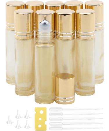Rowiz 10pcs Essential Oils Roll on Bottles 10ml Refillable Empty Glass Rollerball Bottles with Golden Cap Perfect for Homemade Perfume Fragrance Aromatherapy Oils Pearly Golden - Buy Online on GoSupps.com