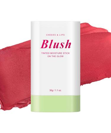 Multi-Use Makeup Blush Stick,Beauty Solid Moisturizer Stick,Waterproof Natural Nude Makeup,Tinted Solid Moisturizer Stick for Eyes Lips Cheek (Rose red, 30g)