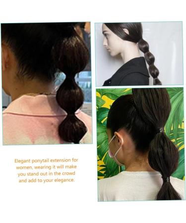 minkissy Lantern Bubble Braids Braid Extensions Hairpieces Curly Ponytail Extension for Black Women Drawstring Ponytail Clip Black Ponytail Extension Miss Headband High Temperature Wire Wig 45X11CM Black - Buy Online on GoSupps.com