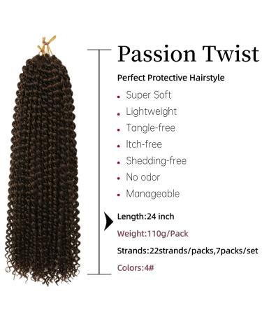 Passion Twist Hair - 24 Inch Water Wave Crochet Extensions (7 Packs) | Long Bohemian Braiding Hair | Synthetic Passion Twist 4# - Buy Online on GoSupps.com