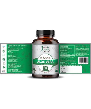 Just Jaivik Organic Aloe Vera Tablets - A Dietary Supplement - 750 mg (Pack 90 Organic Tablets) | for All Wellness and Rejuvenation - Buy Online on GoSupps.com