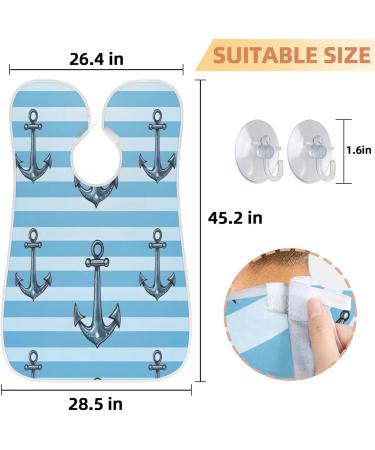 Blue Striped Anchor Beard Bib Apron | Beard Hair Catcher for Men | Perfect Father's Day Anniversary & Christmas Gift for Dad & Husband | Durable with Suction Cups - Buy Online on GoSupps.com