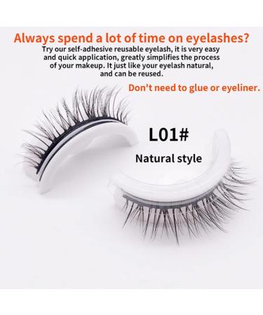 Reusable Self Adhesive False Eyelashes - Natural, Glue-free, Reversible Pairs (L01) - Buy Online on GoSupps.com