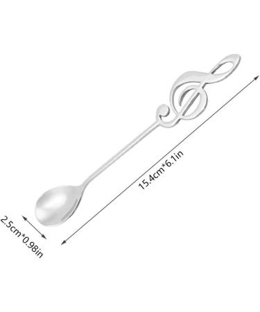 Stirring Spoon Stainless Steel Dessert Spoon Musical Note Coffee Drinking Stirring Spoons 15.5 * 2.5cm(Silver) - Buy Online on GoSupps.com